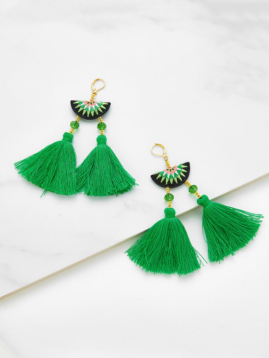 Hung Up On a Dream Earrings - Green