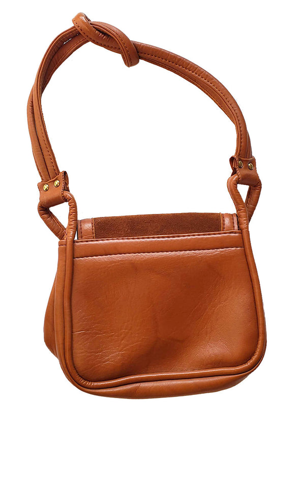 Vintage 70s Tan Leather Shoulder Strap Handbag - Style a Go-Go