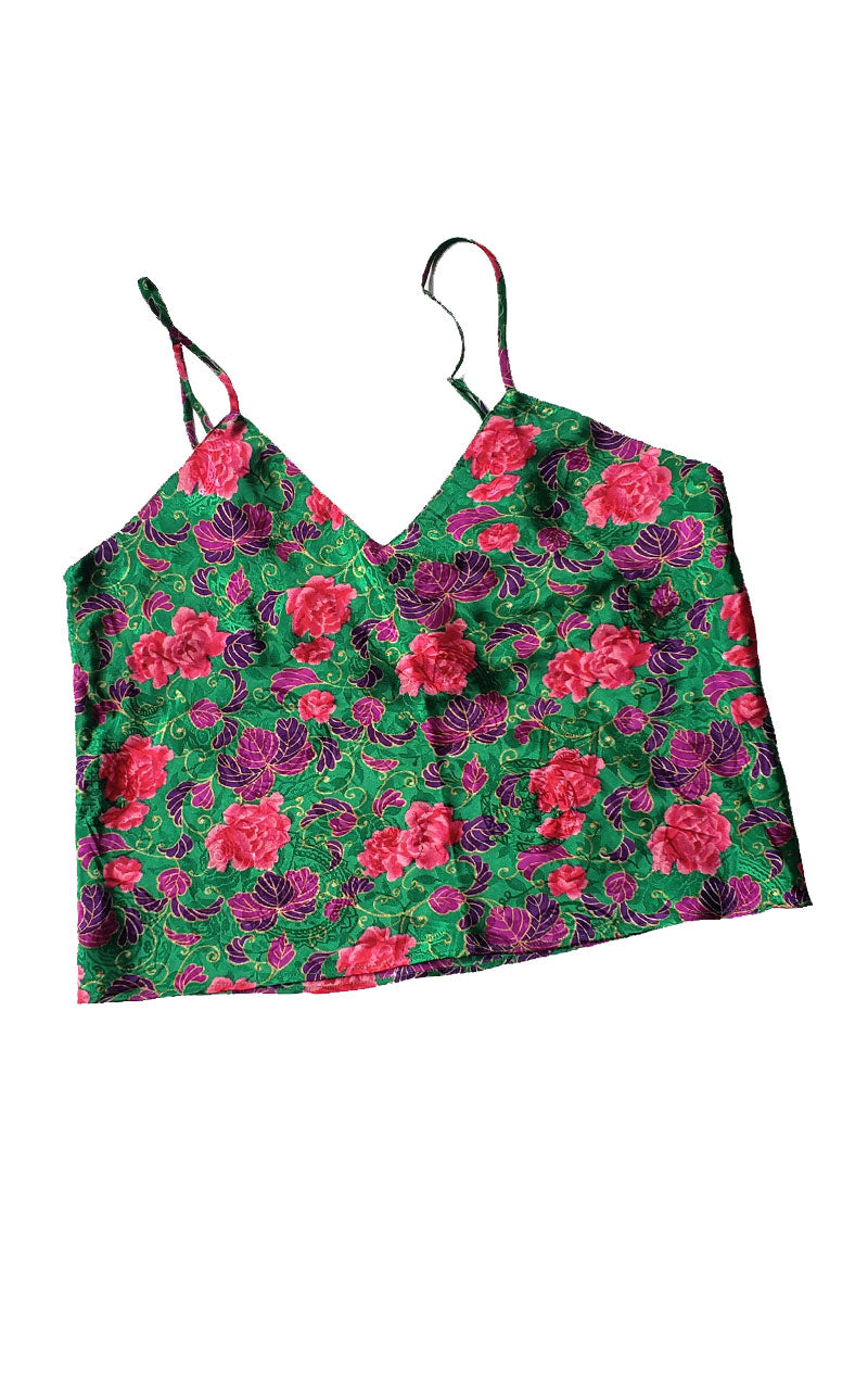 90s Victoria's Secret Cropped Camisole - Green/Pink Floral