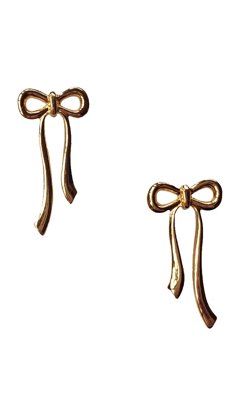 80s Gold Tied Bow Earrings