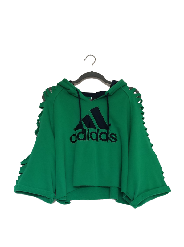 Altered Cropped Adidas Hoodie with Cutout Sleeves - Style a Go-Go