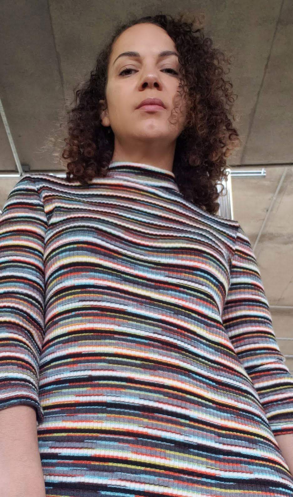 90s striped dress City Triangle Knit sleeveless style Color:SAGE LBD Plus V Neck Lantern