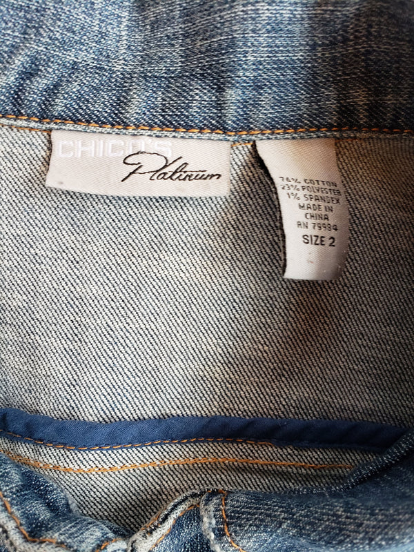 Chico's platinum outlet denim jacket