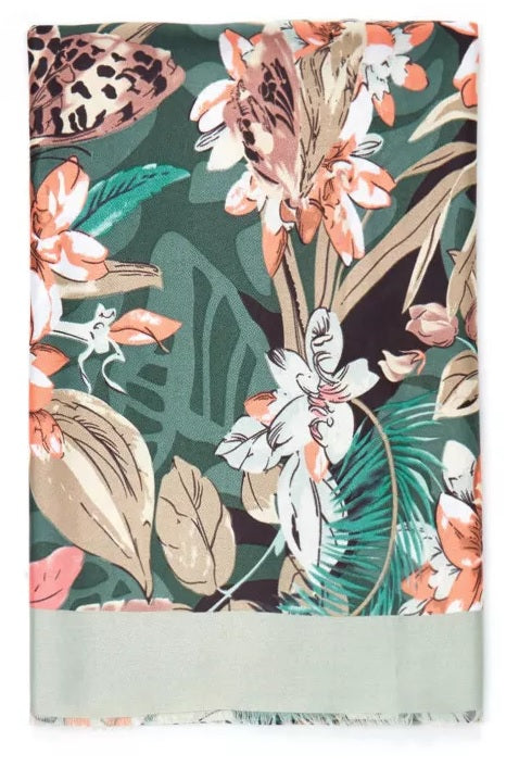 Welcome to the Jungle Tropical Print Wrap Scarf