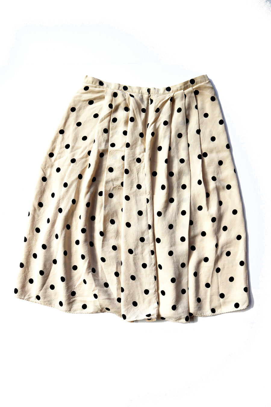 The Limited Silk Gauzy Cream Polka Dot Midi Skirt