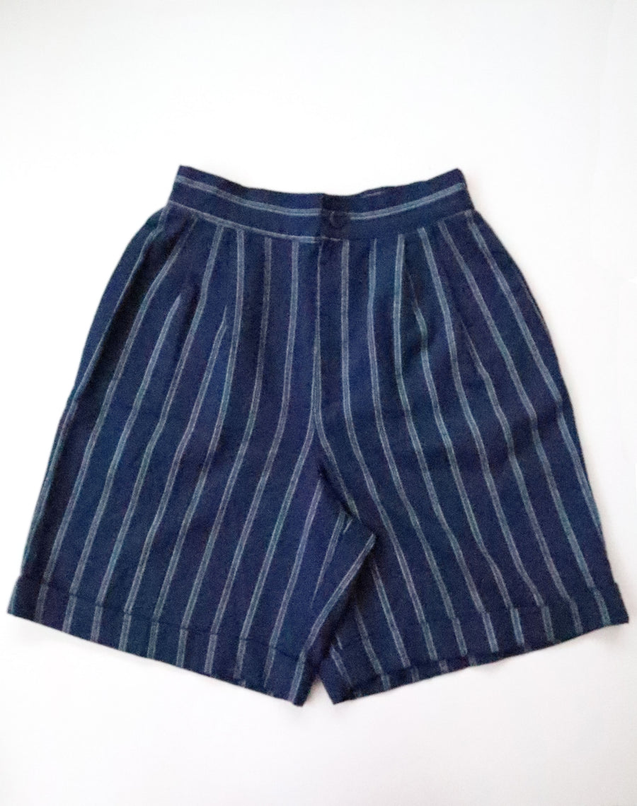 Vintage 90s Fundamental Things Navy Pinstriped Walking Shorts