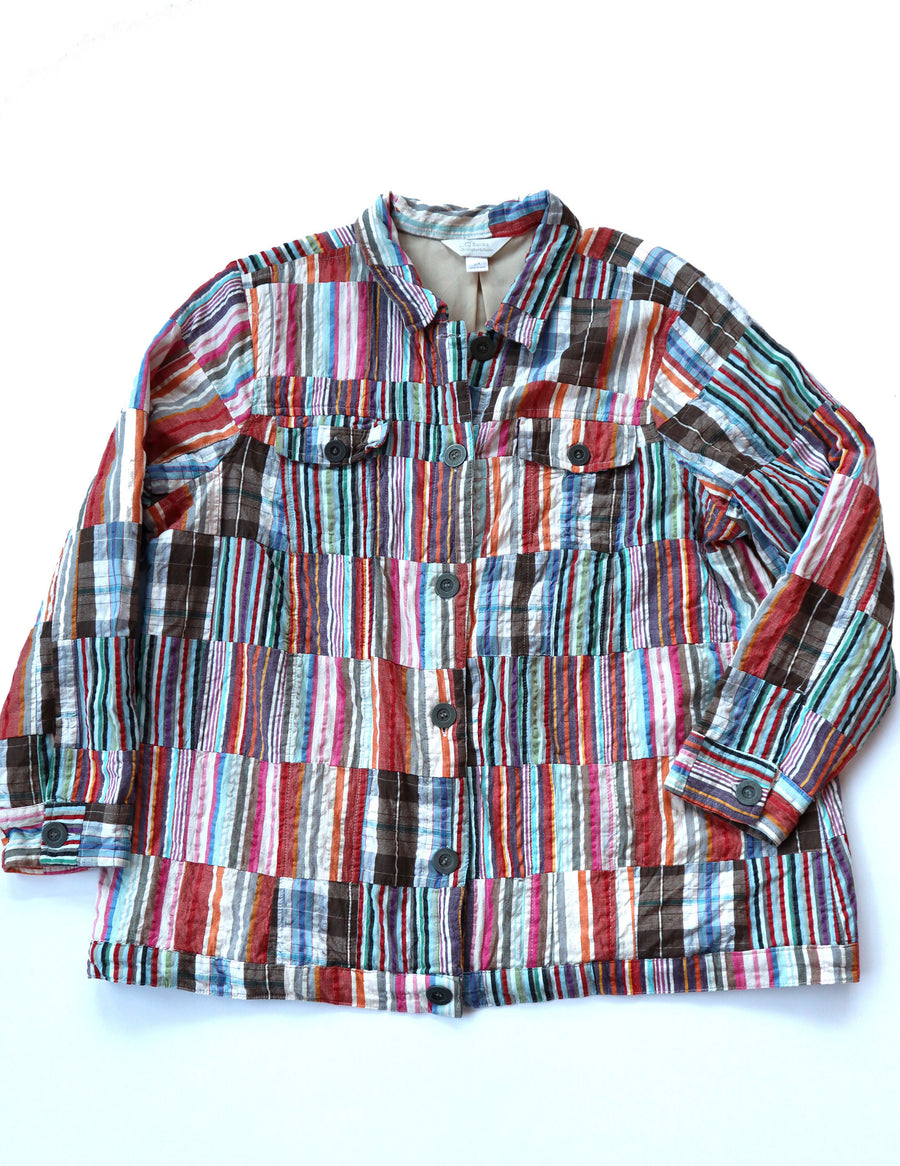 Christopher & Banks Quilted Madras Plaid Jacket - 2X