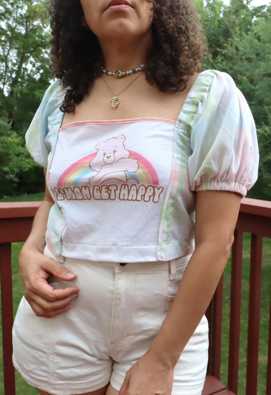 Graphy Mix Media Top - Cmon Get Happy Carebear