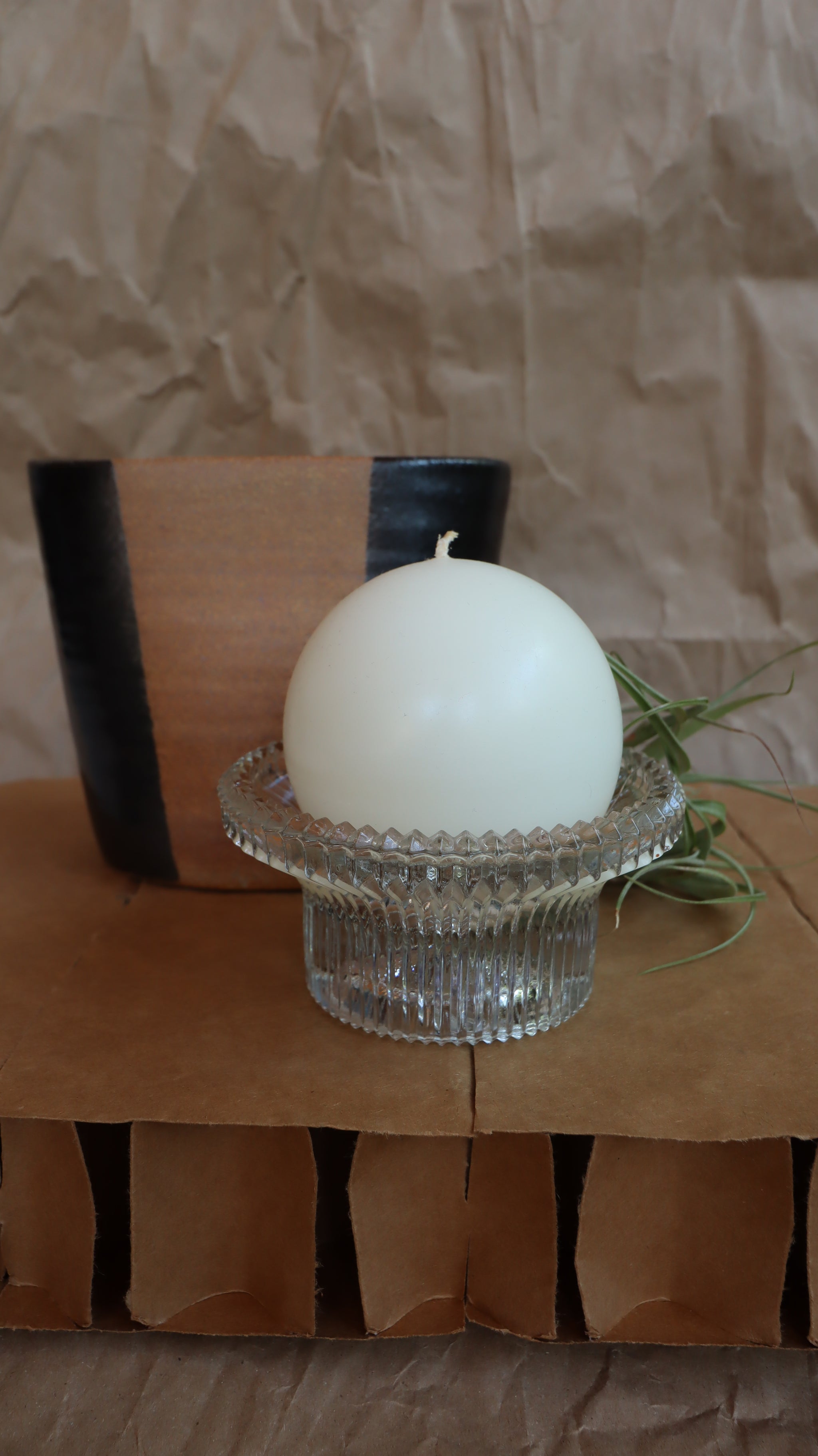 Vintage 1970s Indiana Glass Reflections Ribbed Reversible Candle Holder