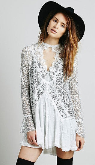 Button Lace Dress Top