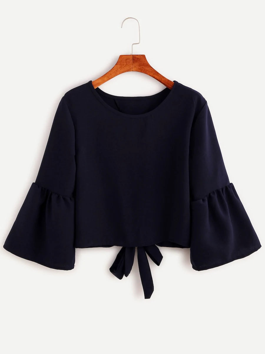 Molokai Navy Tie Back Cropped Top