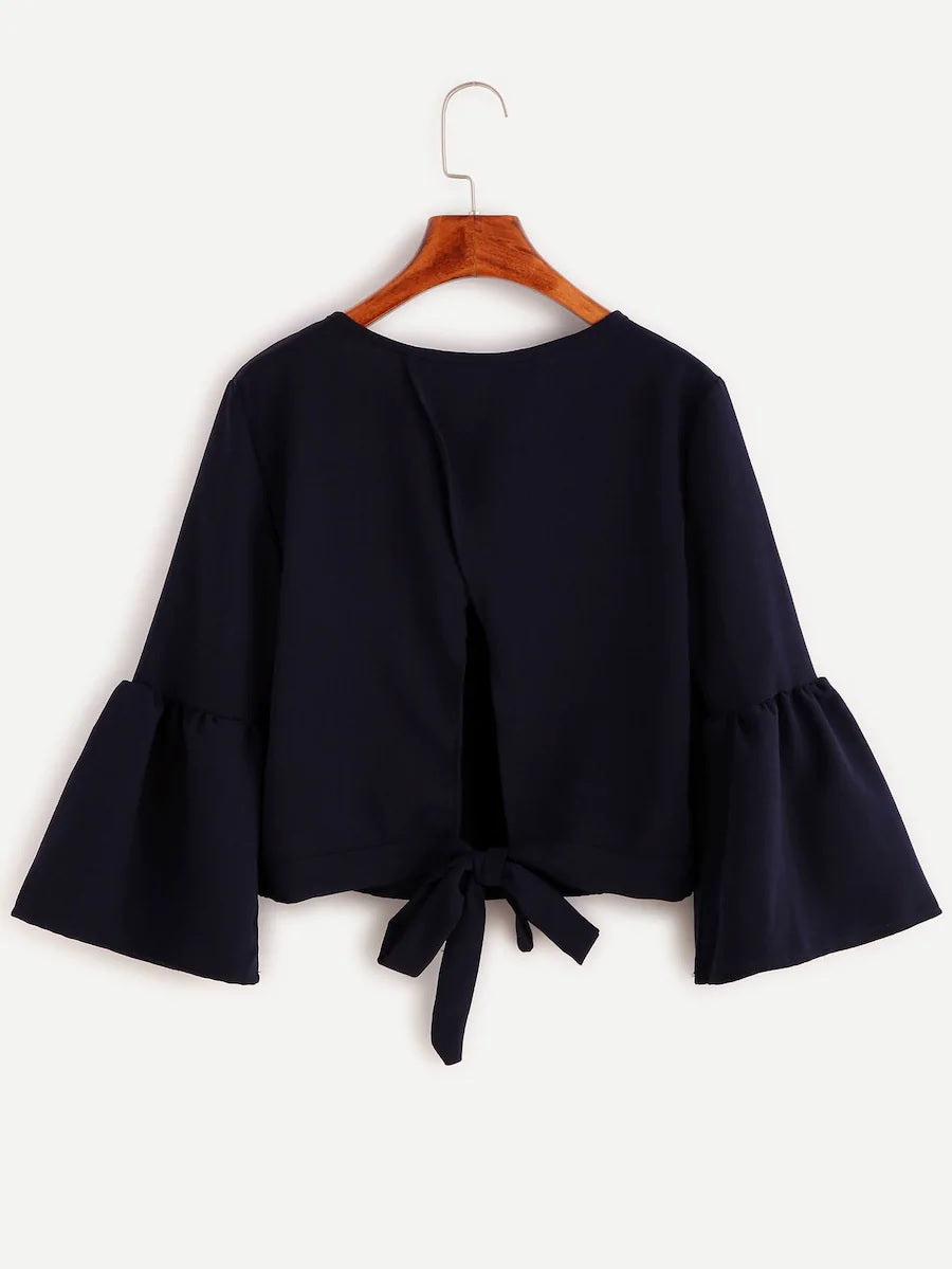 Molokai Navy Tie Back Cropped Top