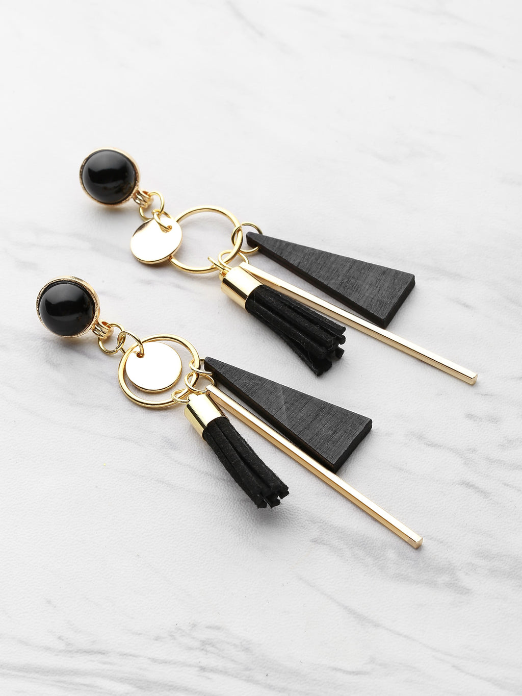 Moving Parts Black & Gold Earrings