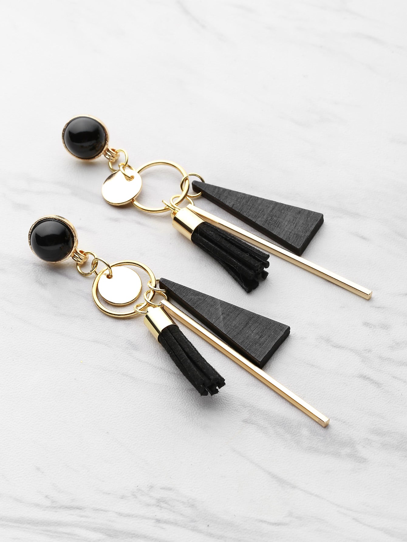Moving Parts Black & Gold Earrings