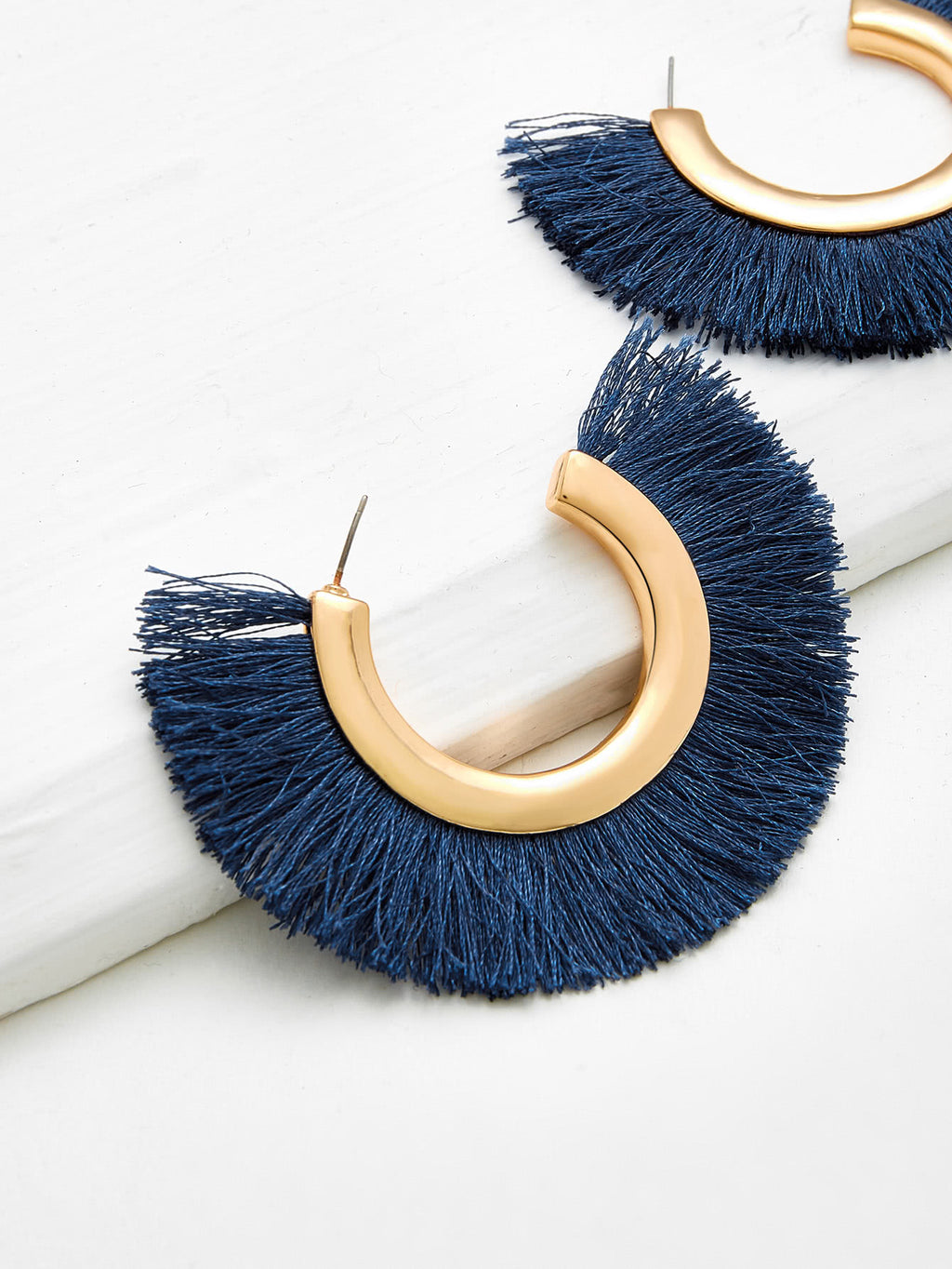 Juju Fringe Fan Earrings - Ocean Blue