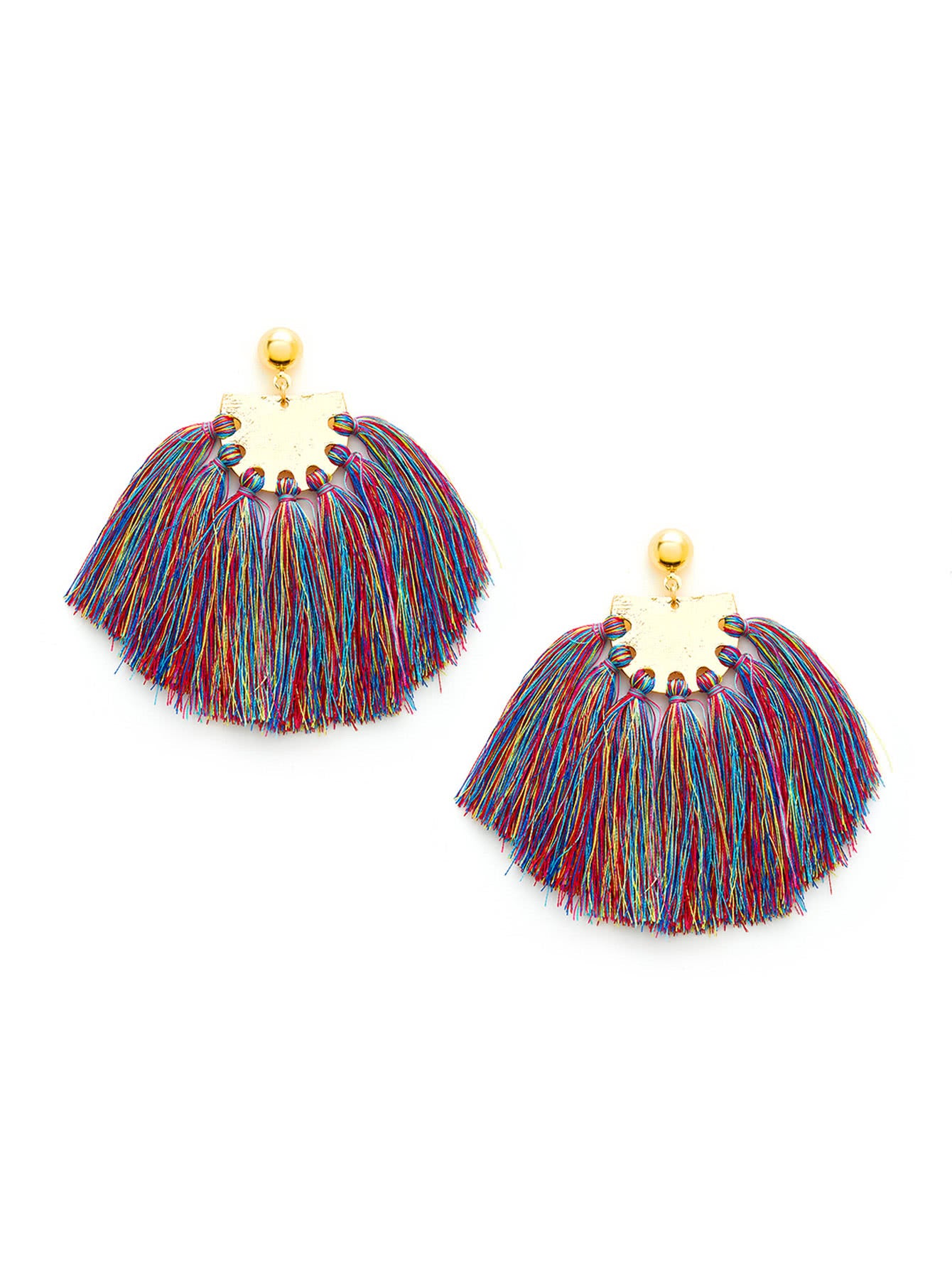 Pampas Thread Tassel Earrings - Multi-color
