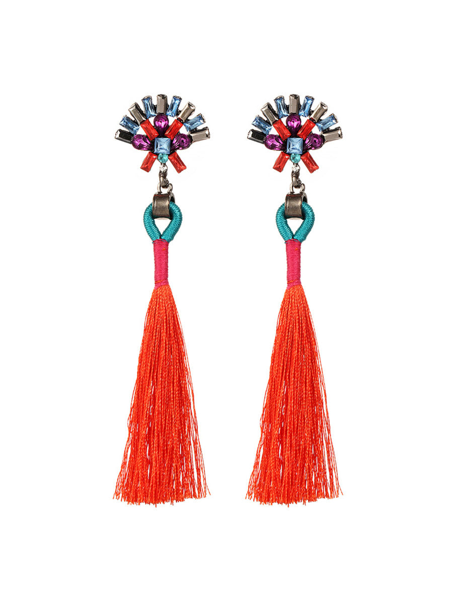 Tuareg Tassel Earrings - Orange