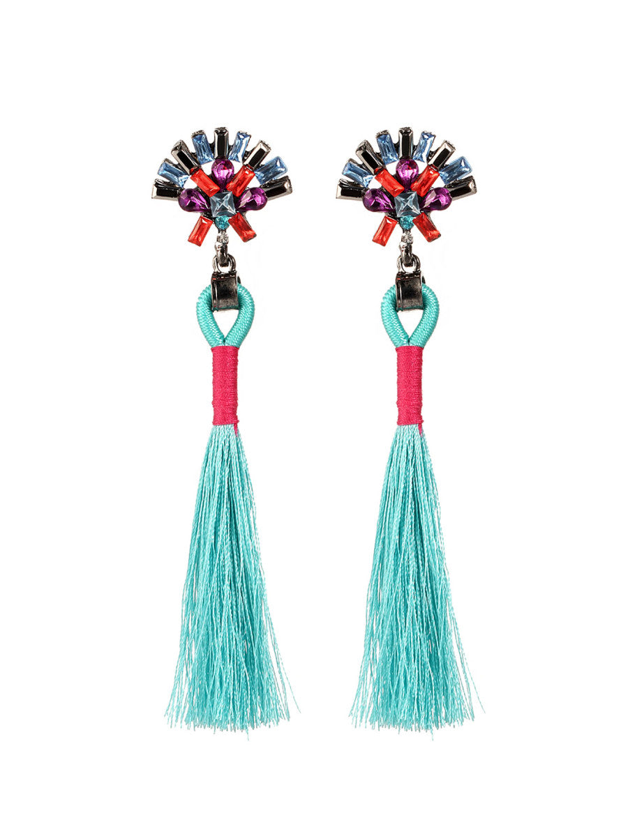 Tuareg Tassel Earrings - Teal