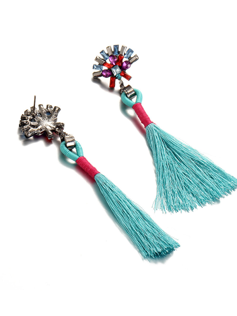 Tuareg Tassel Earrings - Teal