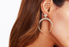 Alqamar Rhinestone Moon Horn earrings - Gold
