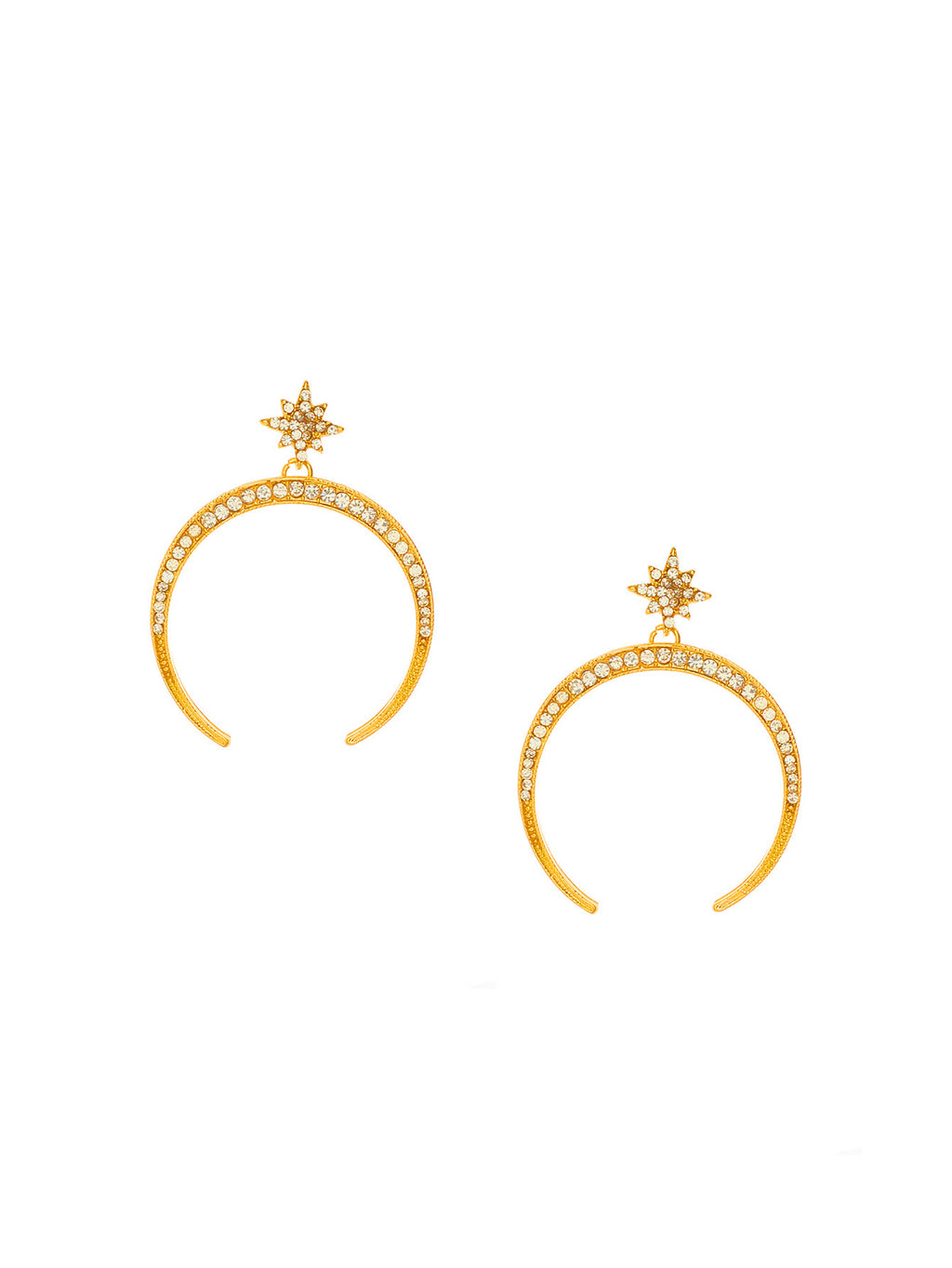 Alqamar Rhinestone Moon Horn earrings - Gold