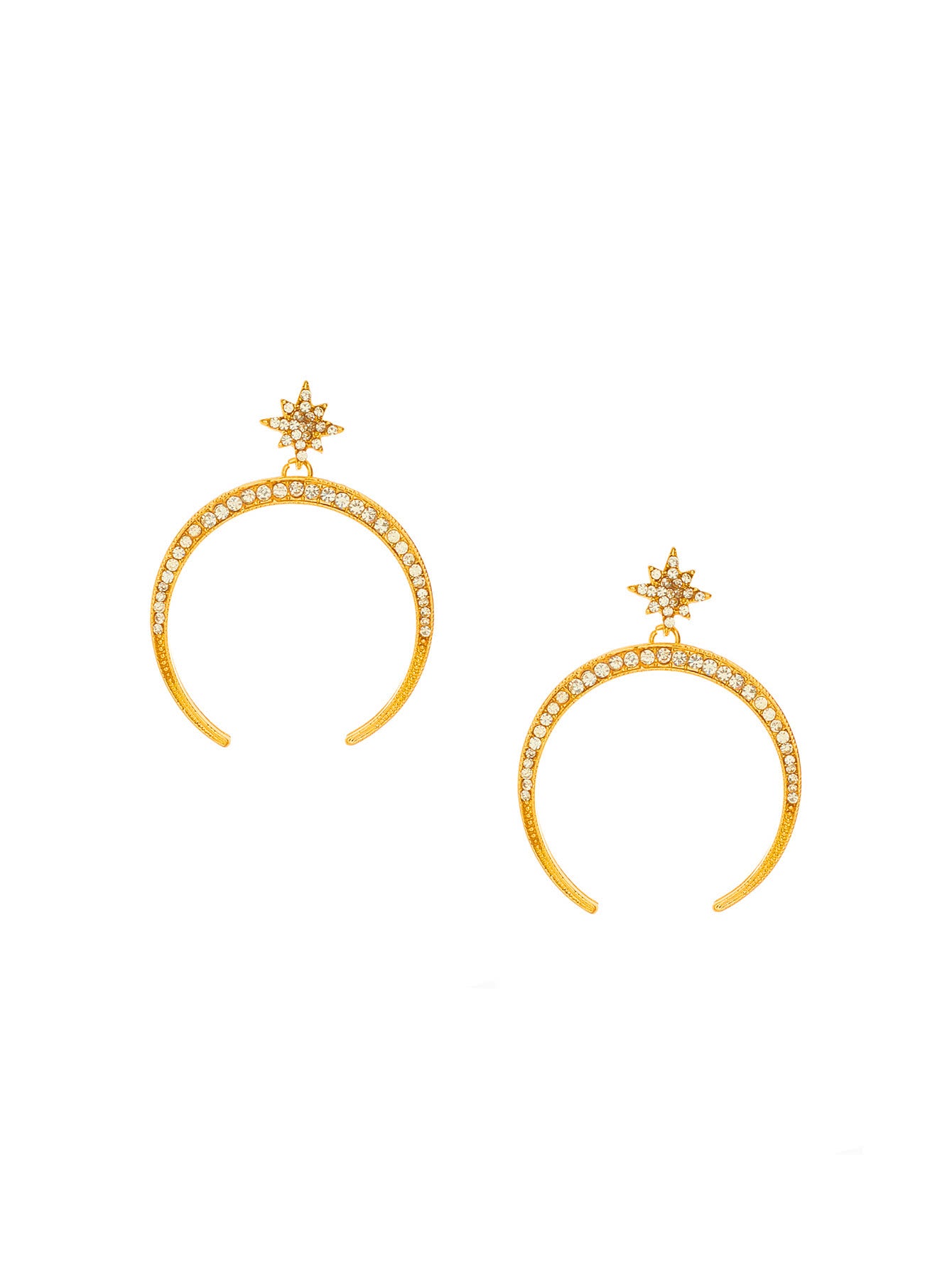 Alqamar Rhinestone Moon Horn earrings - Gold