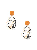 2 Face Wood & Metal Earrings