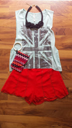Cabaret Beaded Scallop Hemmed Shorts