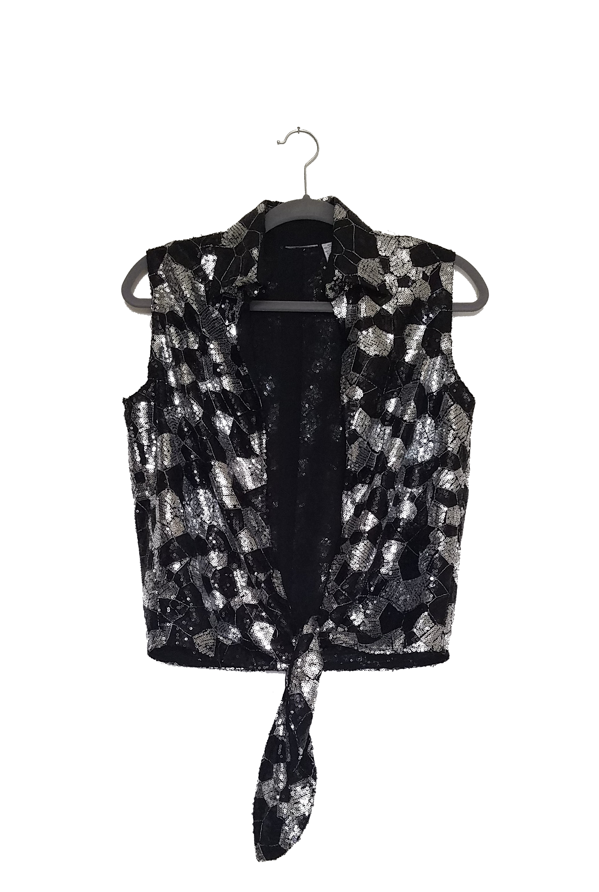 Altered Sequined Tie Front Vest One-of-a-kind