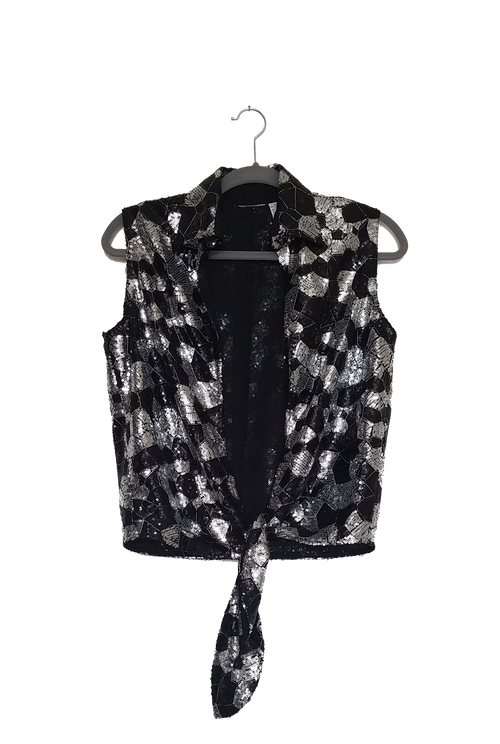 Altered Sequined Tie Front Vest One-of-a-kind