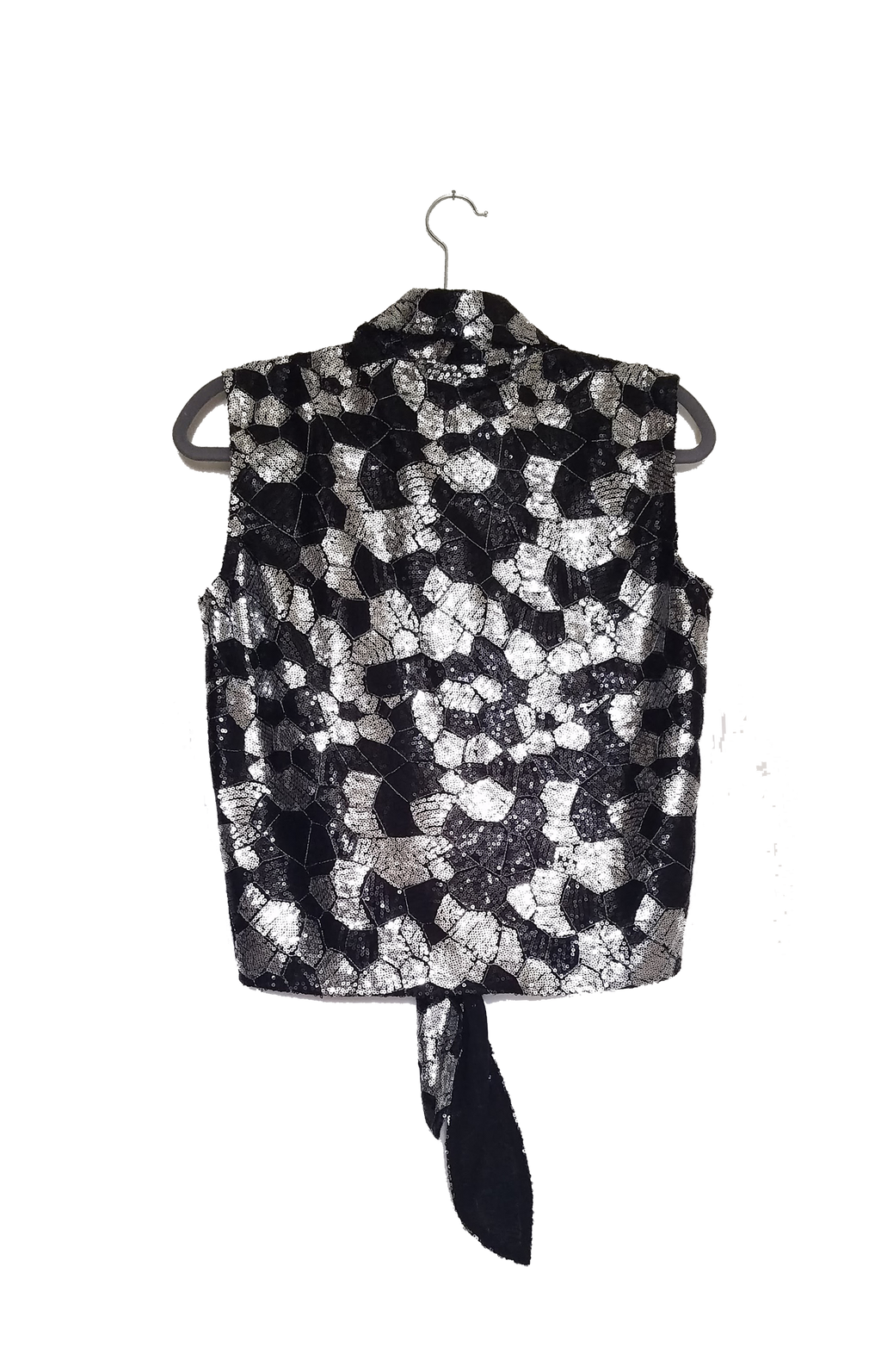 Altered Sequined Tie Front Vest One-of-a-kind