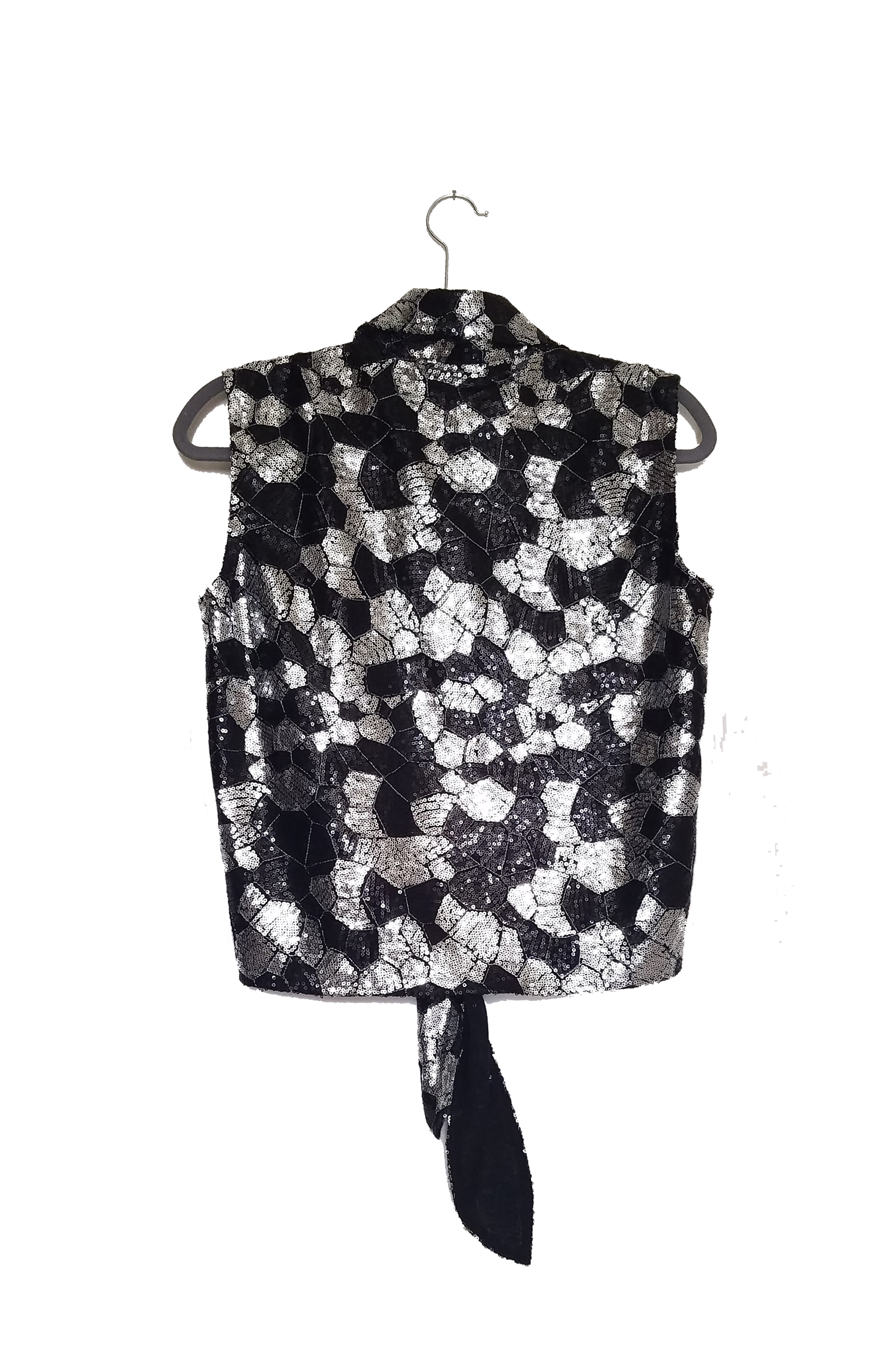 Altered Sequined Tie Front Vest One-of-a-kind