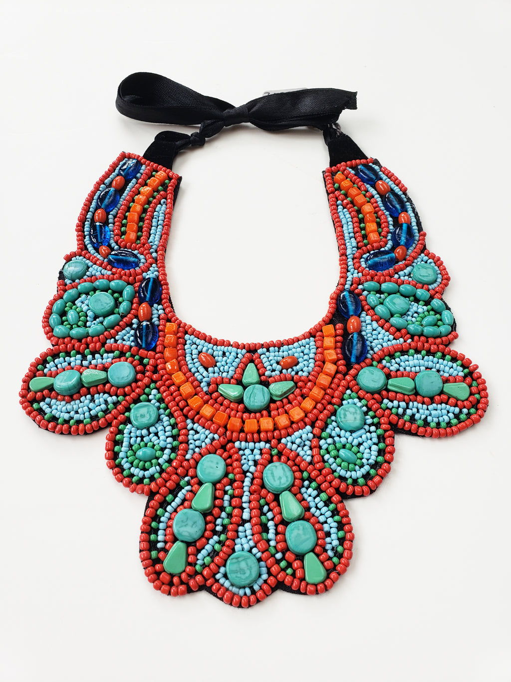 Namibia Tribal Beaded Bib Necklace