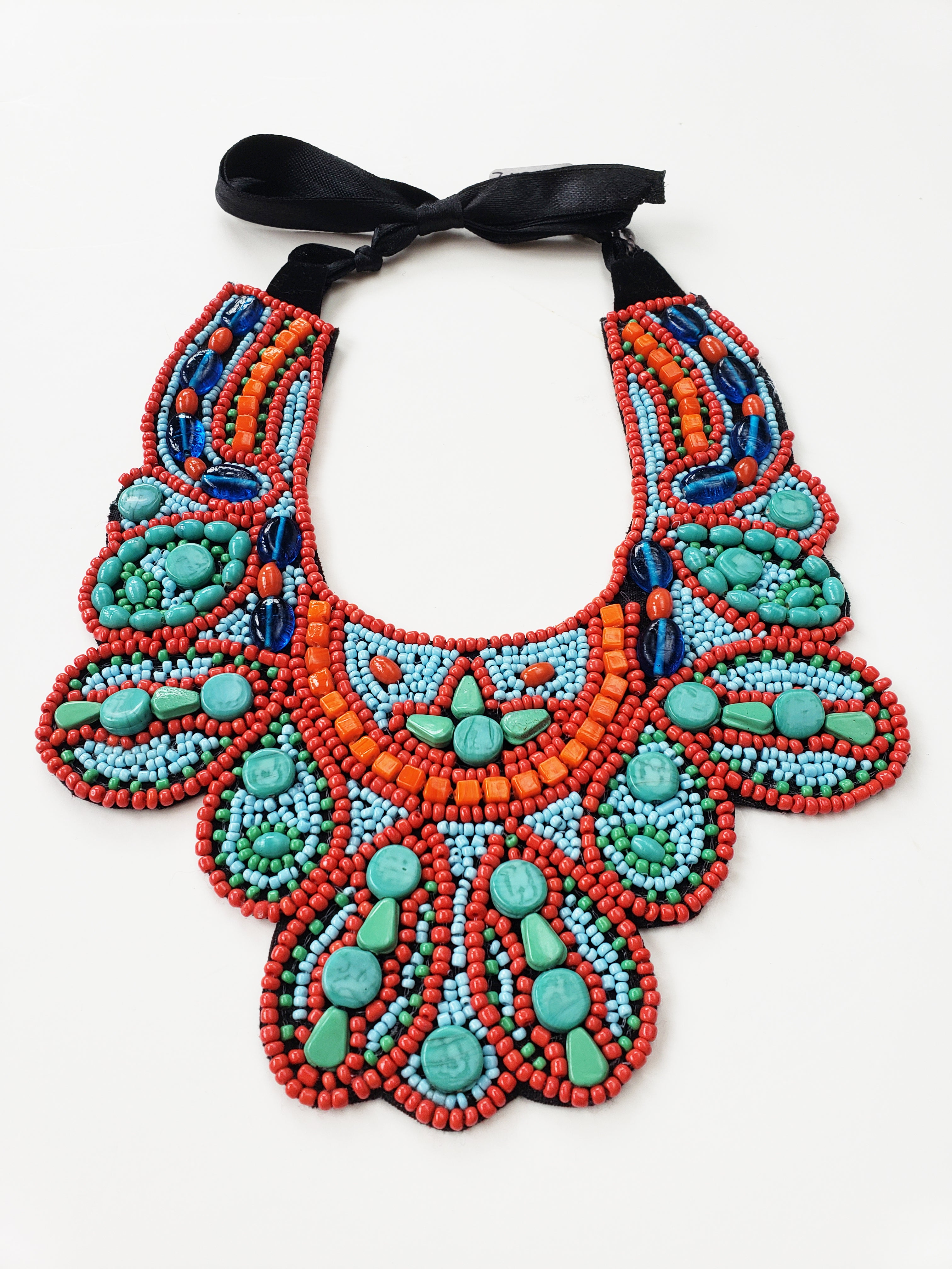 Namibia Tribal Beaded Bib Necklace