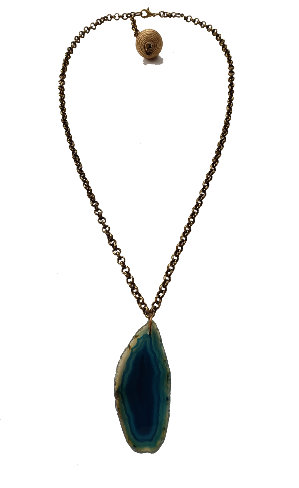 Handmade Cenotes Teal Agate Slice Necklace