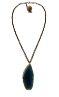 Handmade Cenotes Teal Agate Slice Necklace