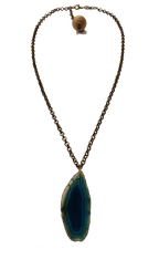 Handmade Cenotes Teal Agate Slice Necklace