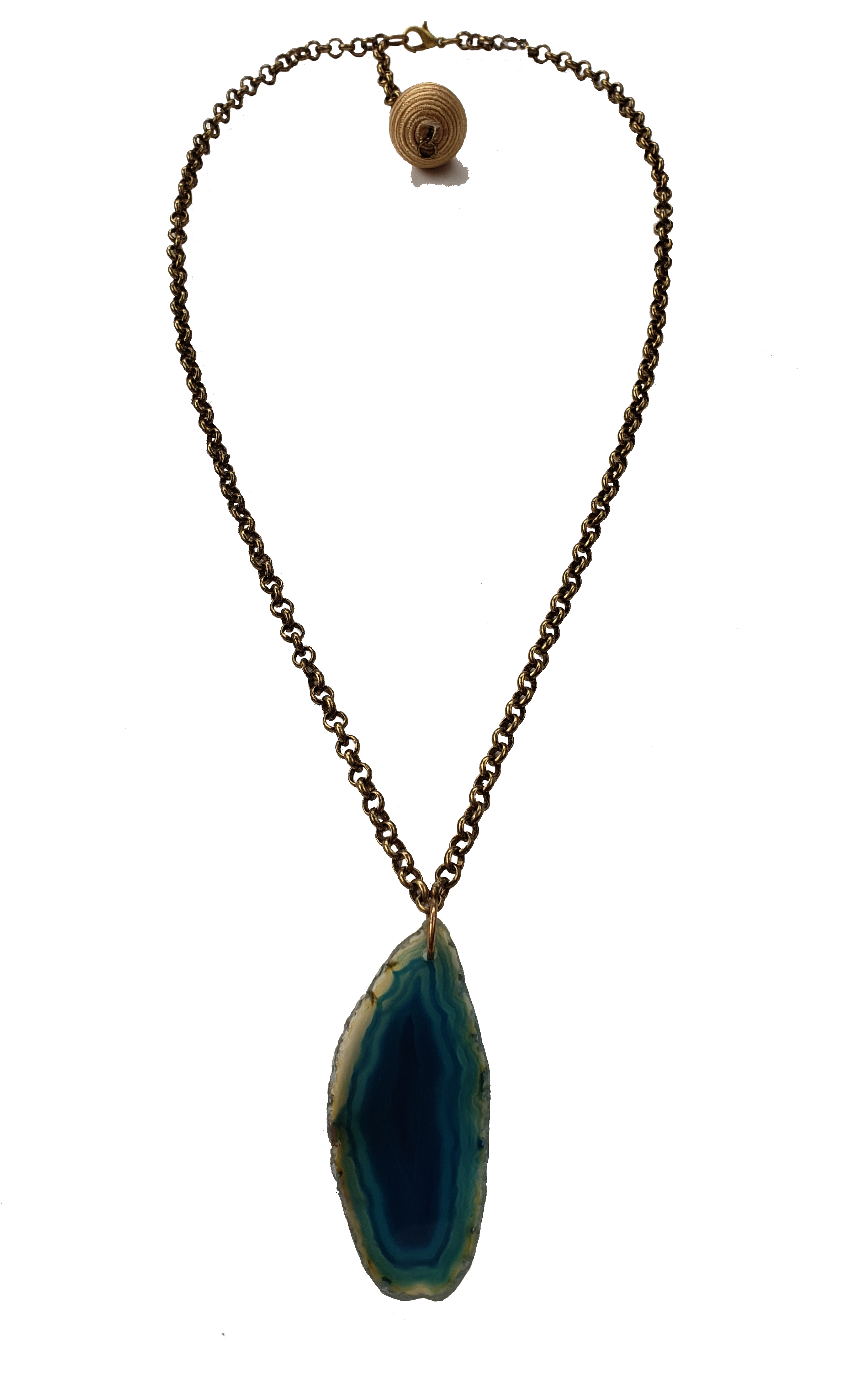 Handmade Cenotes Teal Agate Slice Necklace