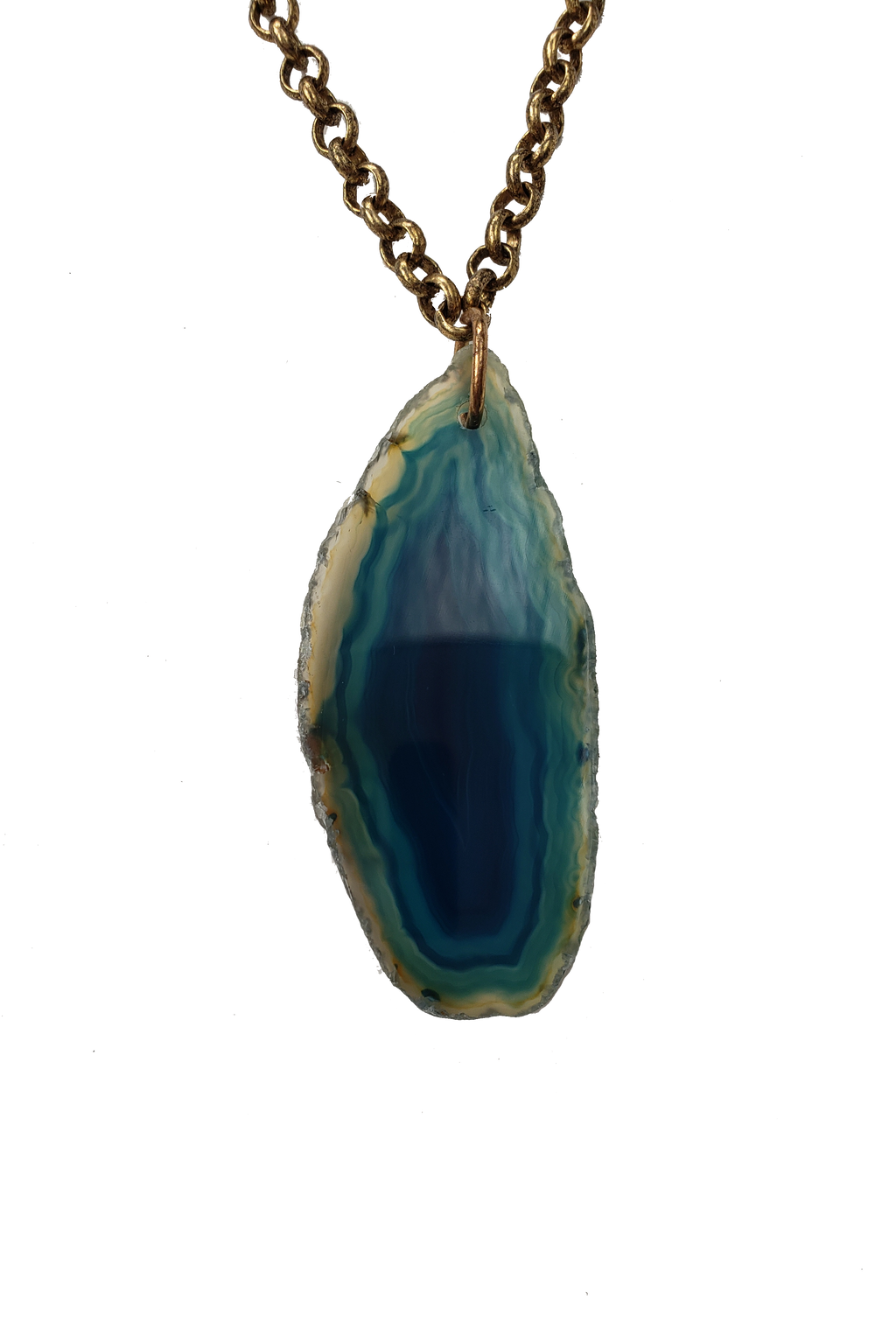 Handmade Cenotes Teal Agate Slice Necklace