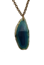 Handmade Cenotes Teal Agate Slice Necklace