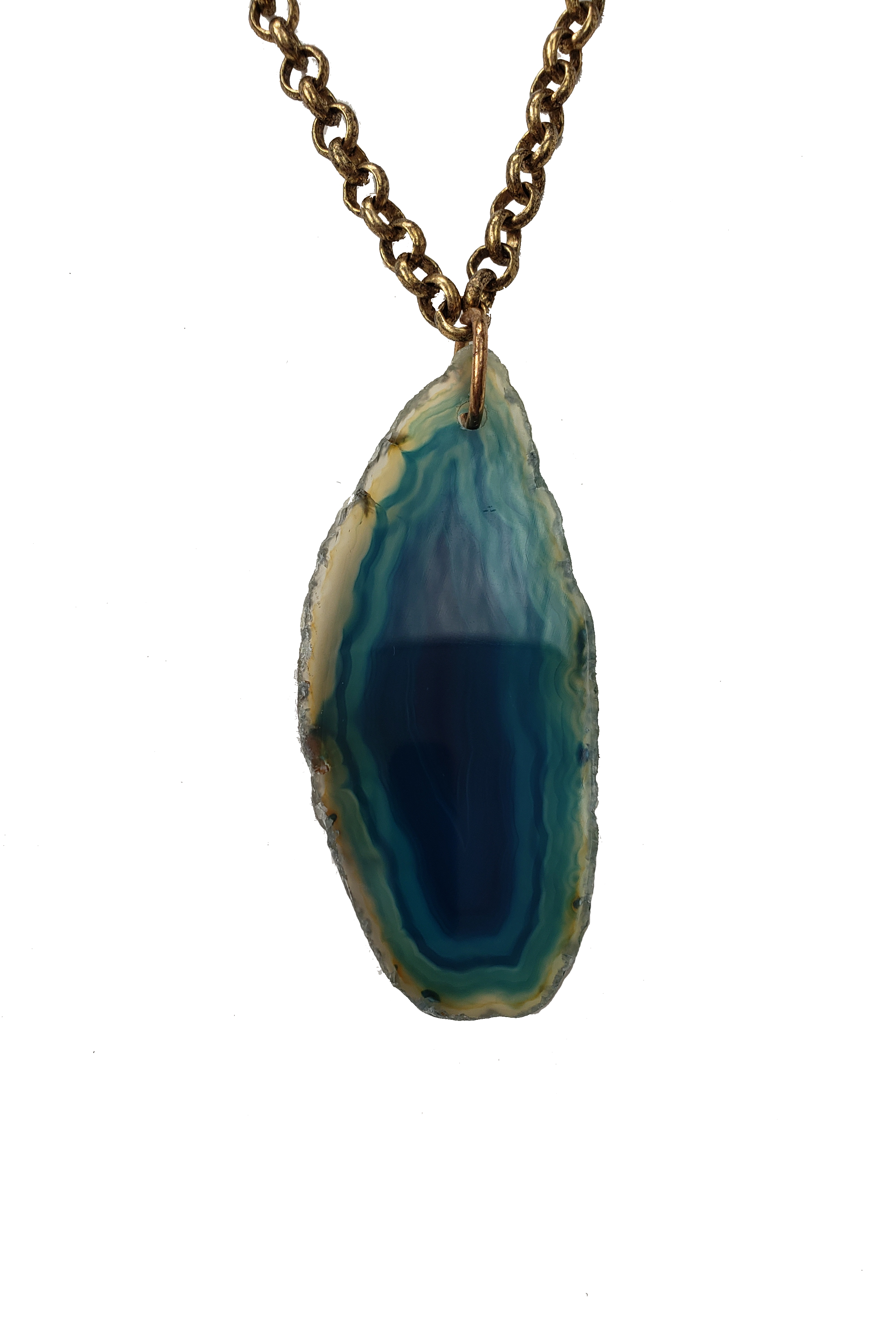 Handmade Cenotes Teal Agate Slice Necklace