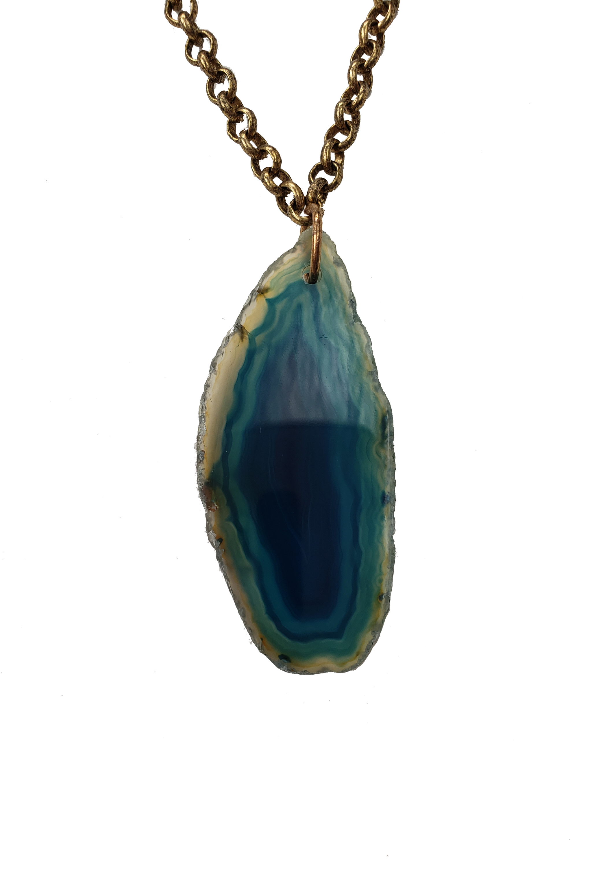 Handmade Cenotes Teal Agate Slice Necklace