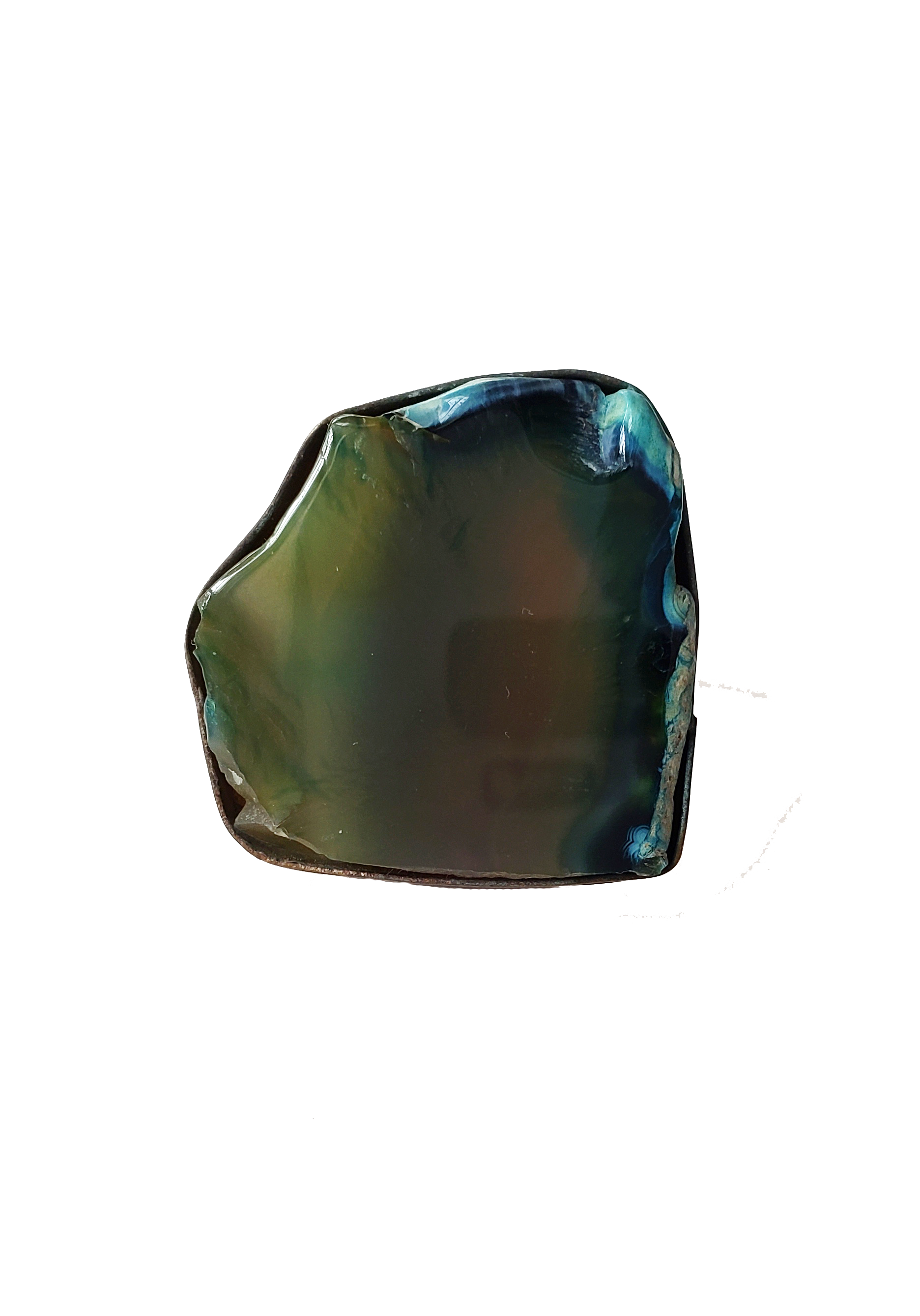 Edge of the Moon Dyed Agate Slice Ring