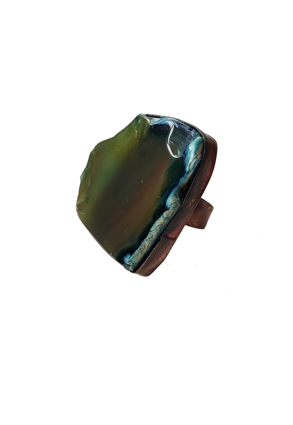 Edge of the Moon Dyed Agate Slice Ring