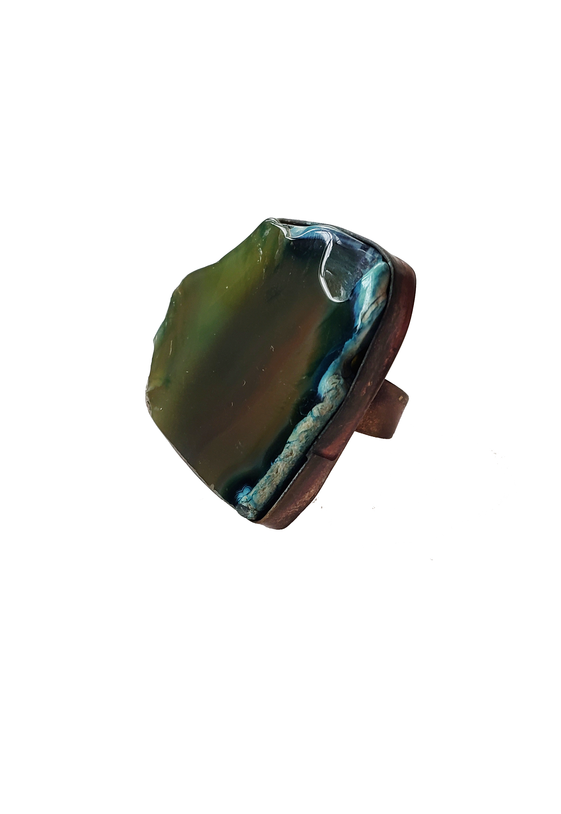 Edge of the Moon Dyed Agate Slice Ring