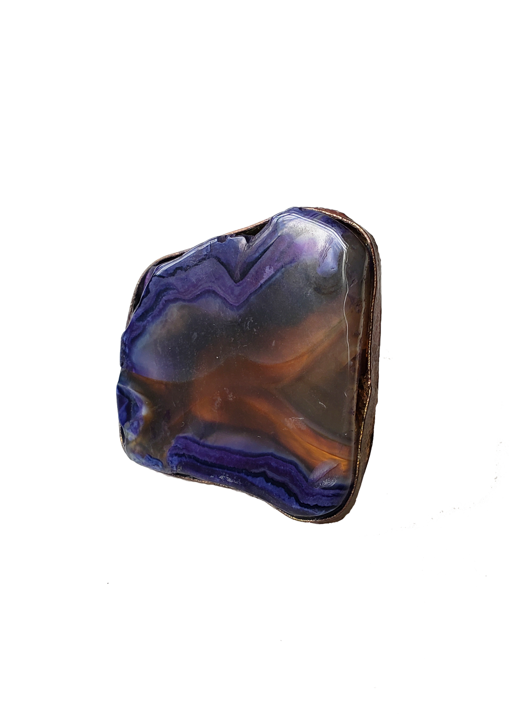 Edge of the Moon Dyed Agate Slice Ring