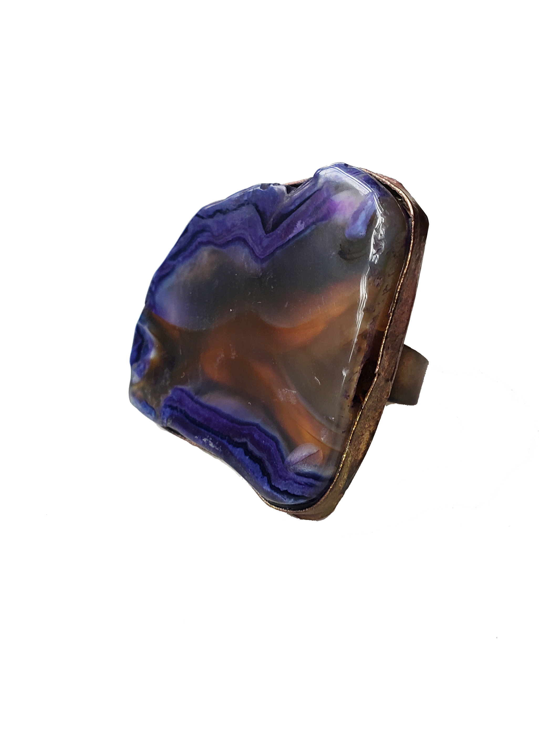Edge of the Moon Dyed Agate Slice Ring