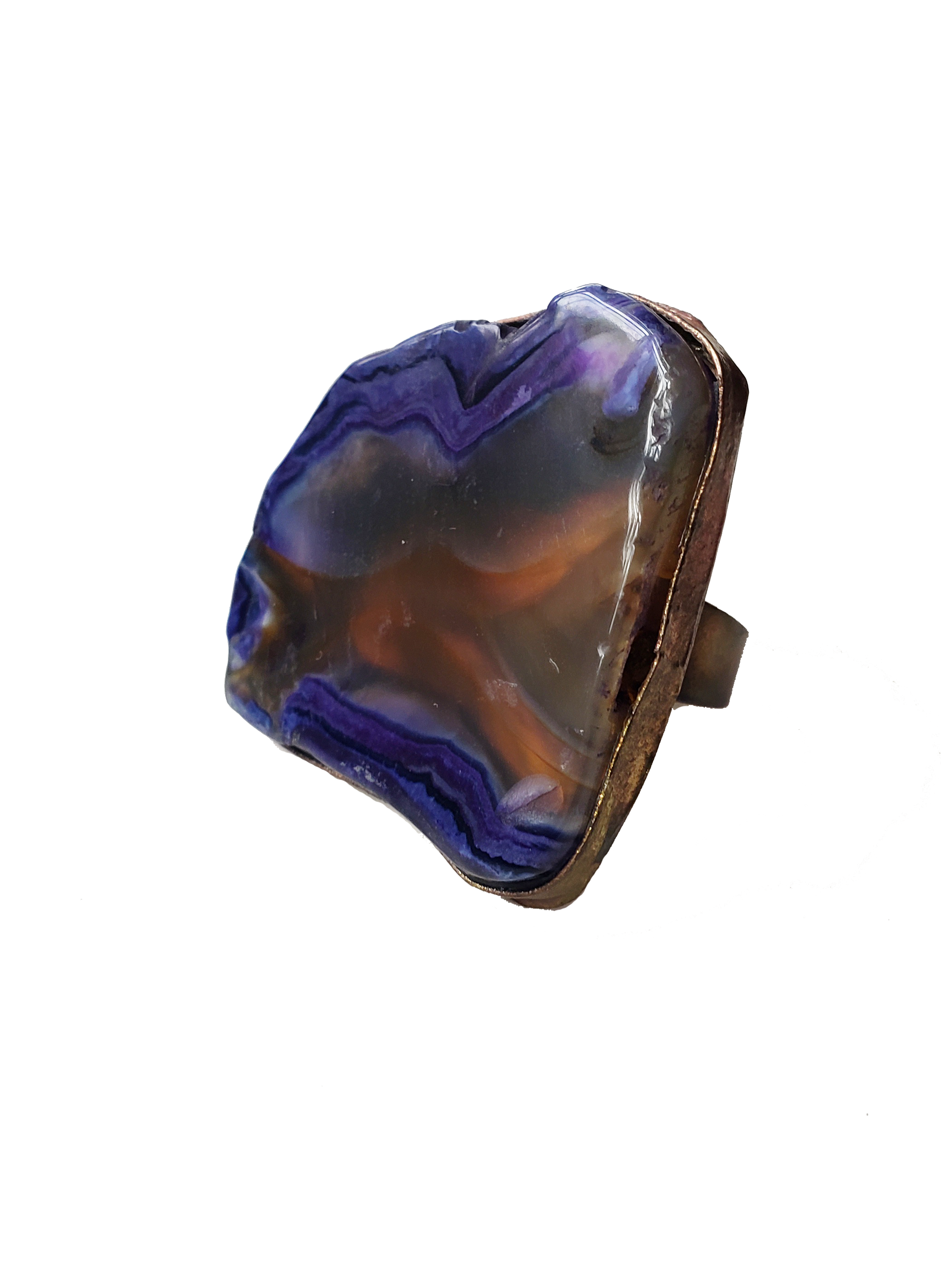 Edge of the Moon Dyed Agate Slice Ring