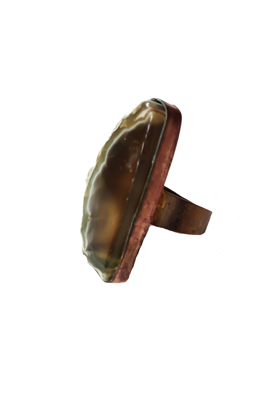 Edge of the Moon Dyed Agate Slice Ring