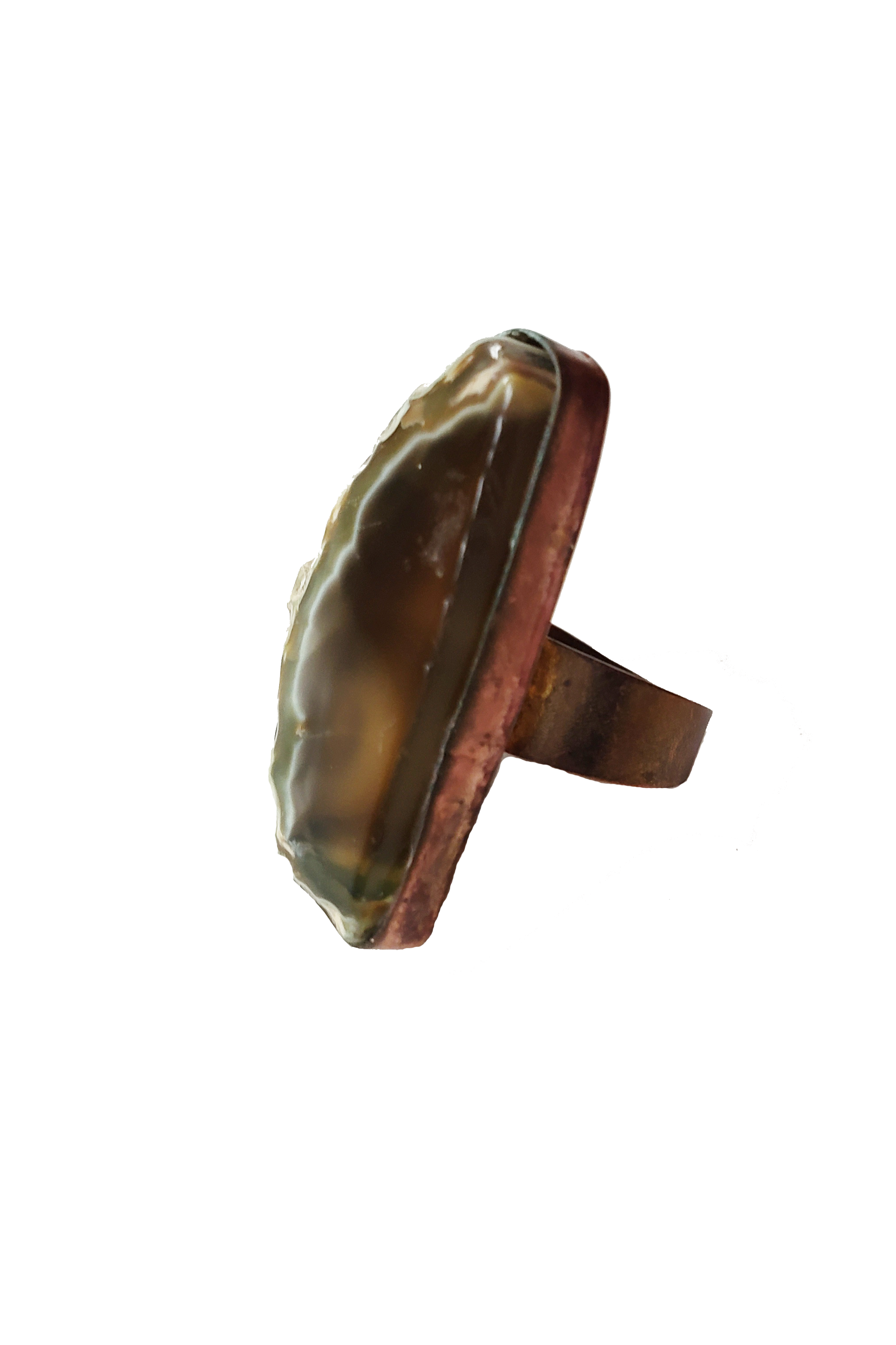 Edge of the Moon Dyed Agate Slice Ring